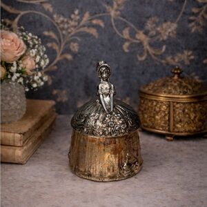 Antique Weidlich Bros Crinoline Lady Silverplate Powder Box